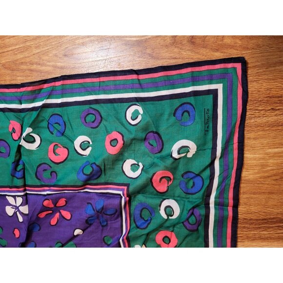 Vtge Talbots Cotton Floral Circle‎ Design Scarf - Picture 2 of 4
